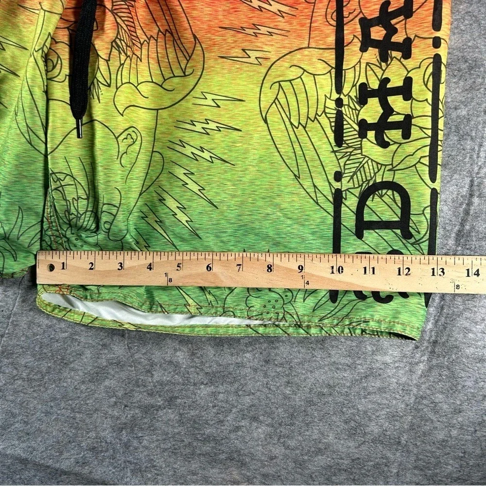 Ed Hardy Swim Trunks Mens Large Multifolor Y2K Dragon AOP Grunge Tattoo Skater
